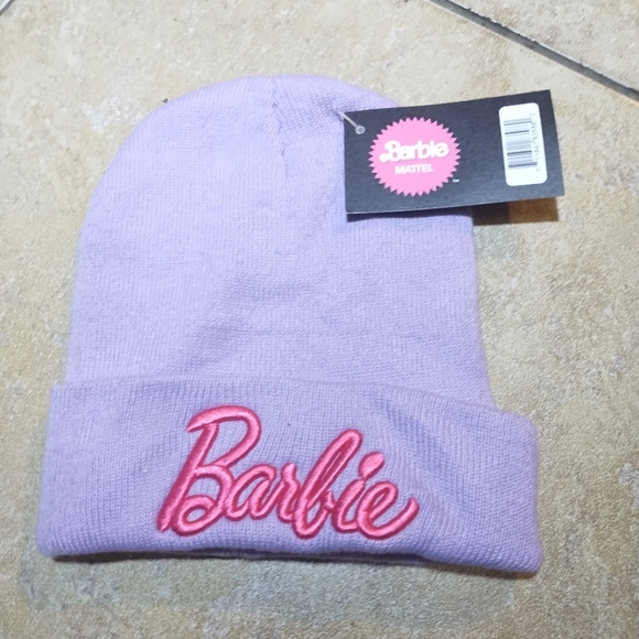Barbie Embroidered Purple Knit Winter Hat  O/S New With Tags - Picture 2 of 4